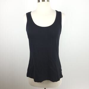 Lilla P Black Scoop Neck Tank Top Knit Stretch Basic Neutral Size Medium